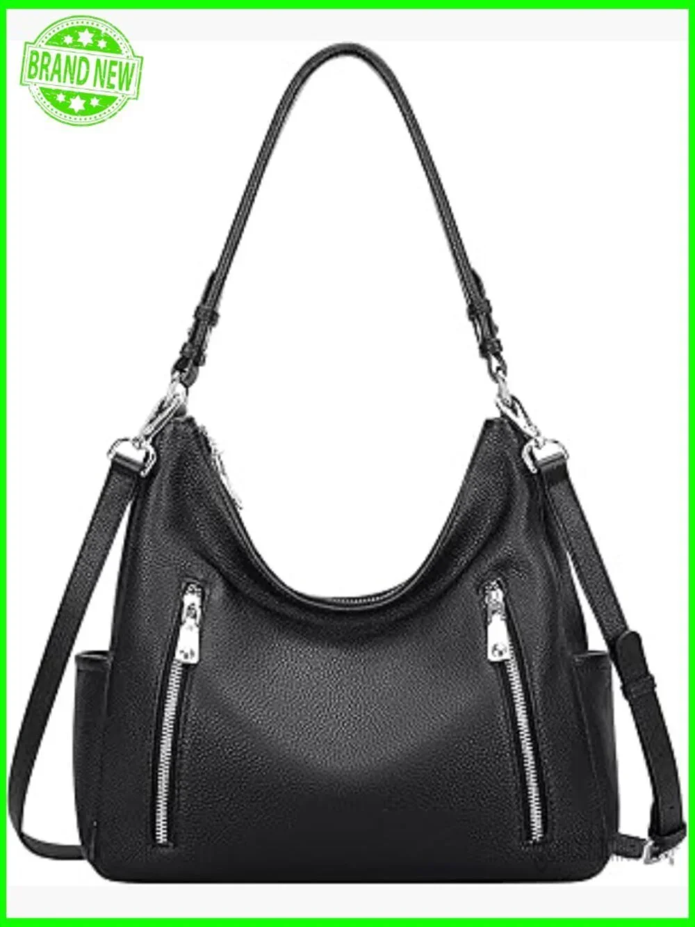 Genuine Leather Hobo Shoulder Bag Crossbody Medium Size 12x11 Inches